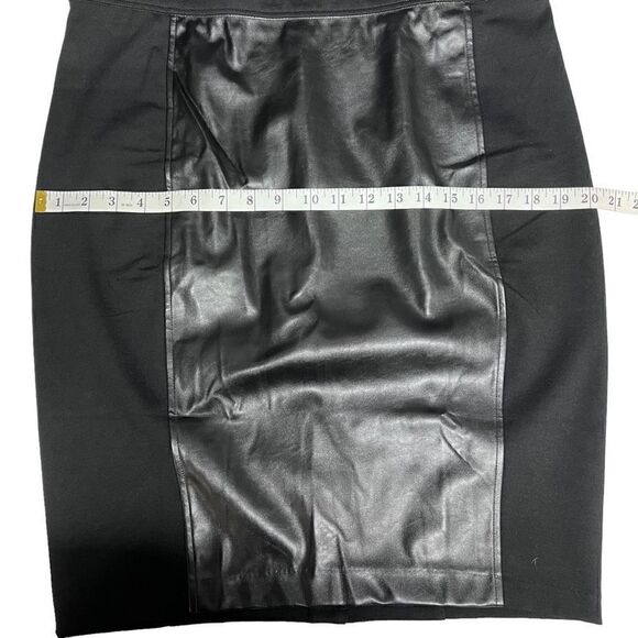 INC International Concepts Skirt Black Faux Leather Front Stretch Slip On Large - Picture 5 of 11
